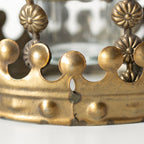 Teelichthalter mit Krone aus Golddraht und Metall, 23 cm