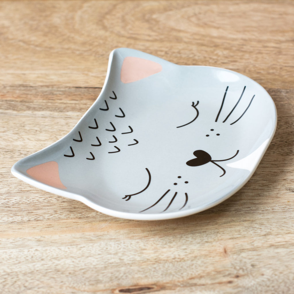 Ceramic Grey Cat Face Saucer