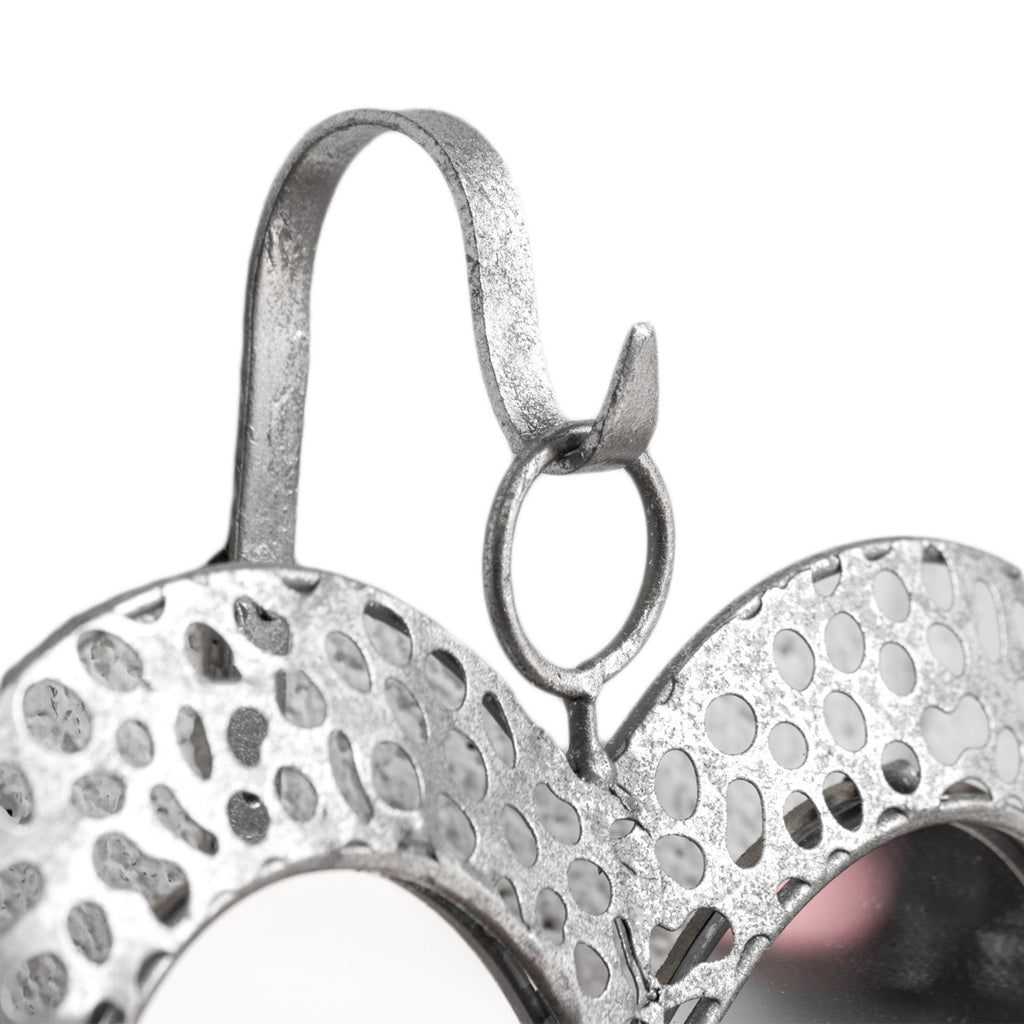 Set Of 3 Silver Heart Hanging Wall Mirrors