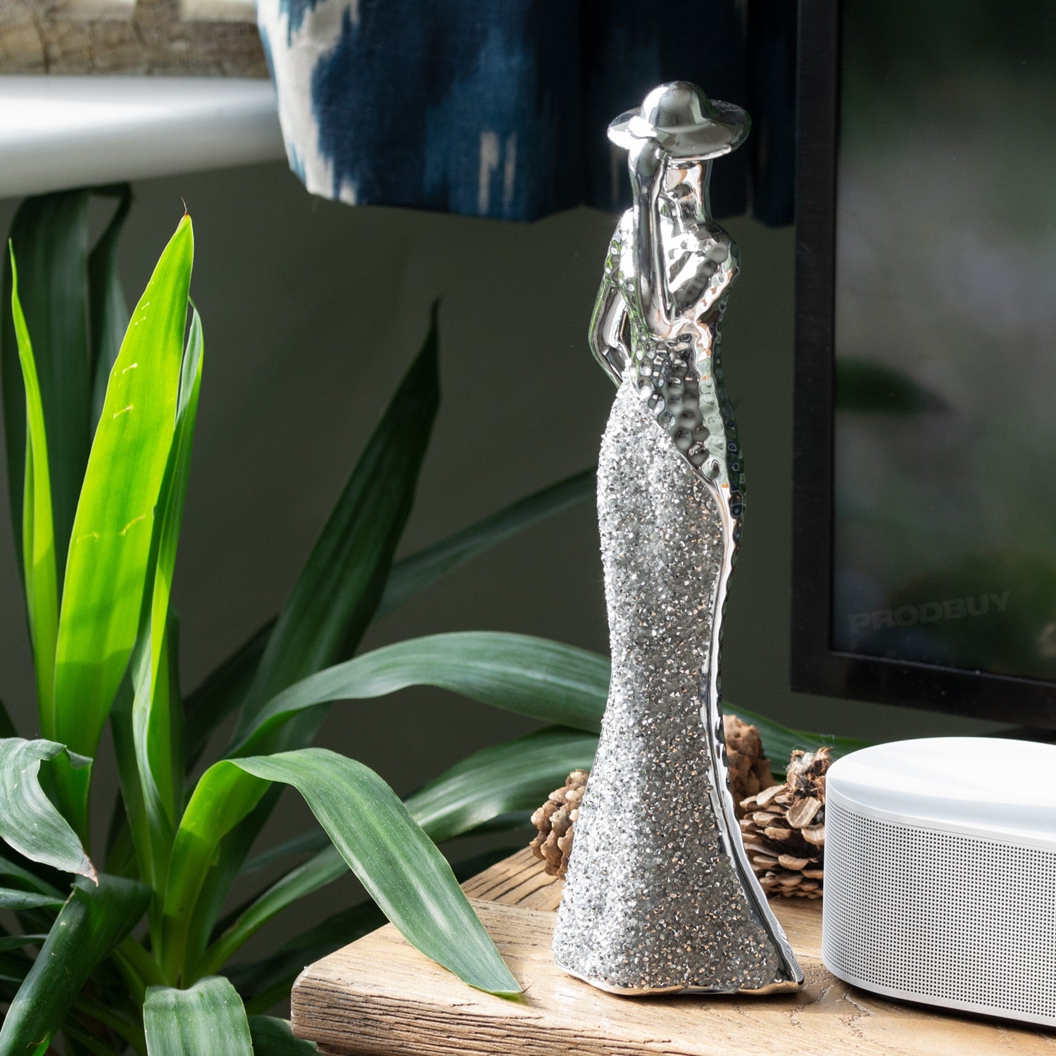 Silver Sparkle Lady Ornament - Hand On Hat
