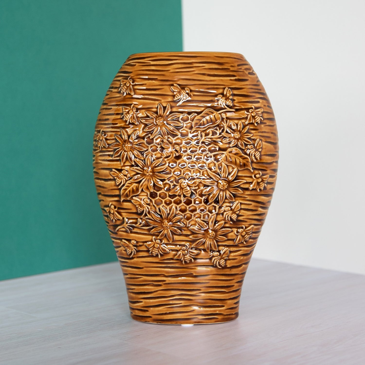 Goldene Bienenvase aus Keramik