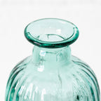 Recycled Glass Aqua Ribbed Bottle Vase