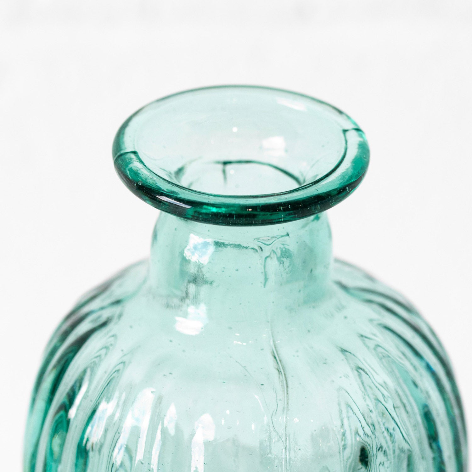 Recycled Glass Aqua Ribbed Bottle Vase