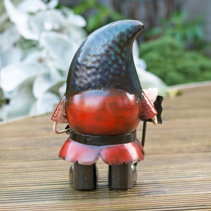 Metal Gnome With Welcome Sign