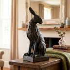 Large Black Resin Hare Ornament