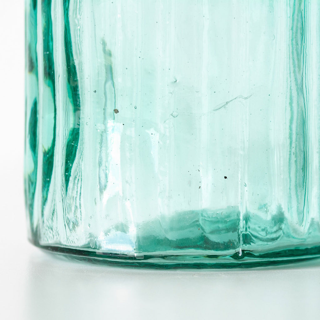Recycled Glass Aqua Ribbed Bottle Vase