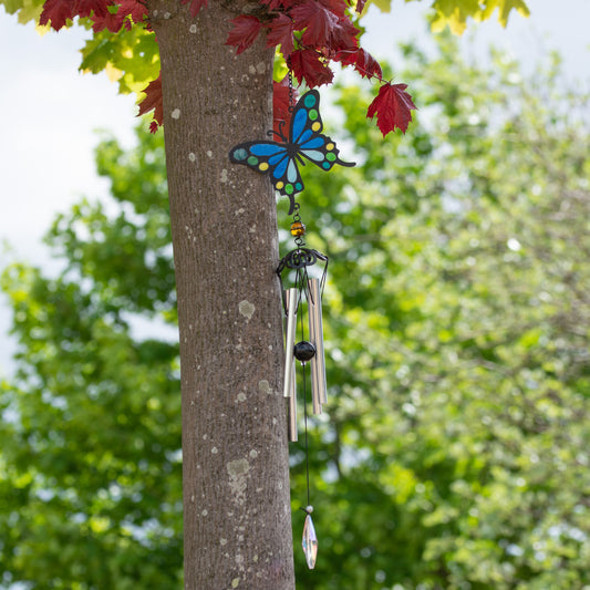 Stained Glass Effect Butterfly Wind Chime