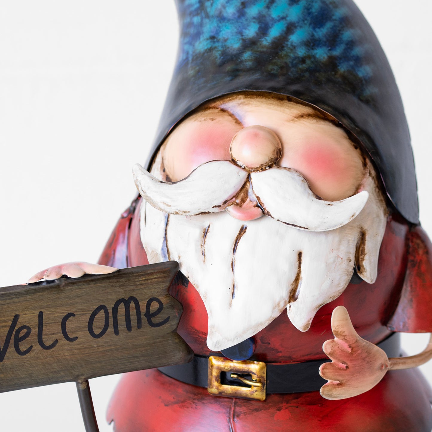 Metal Gnome With Welcome Sign