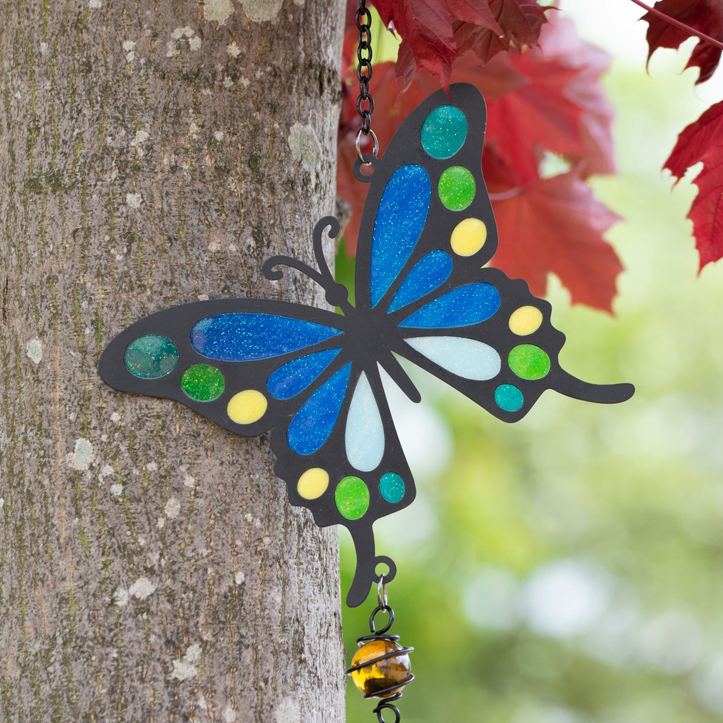 Stained Glass Effect Butterfly Wind Chime