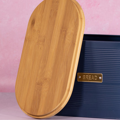 Navy Blue Ribbed Bread Bin