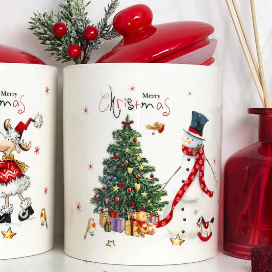 Merry Christmas Snowman Storage Jar