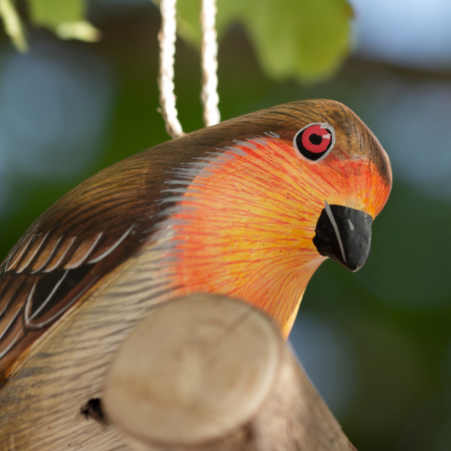 Hanging Wooden Robin Ornament