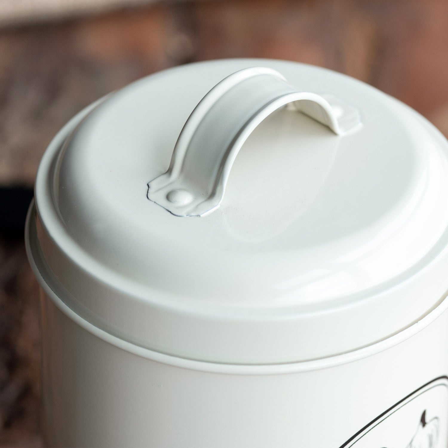 Cream Metal Garlic Storage Tin