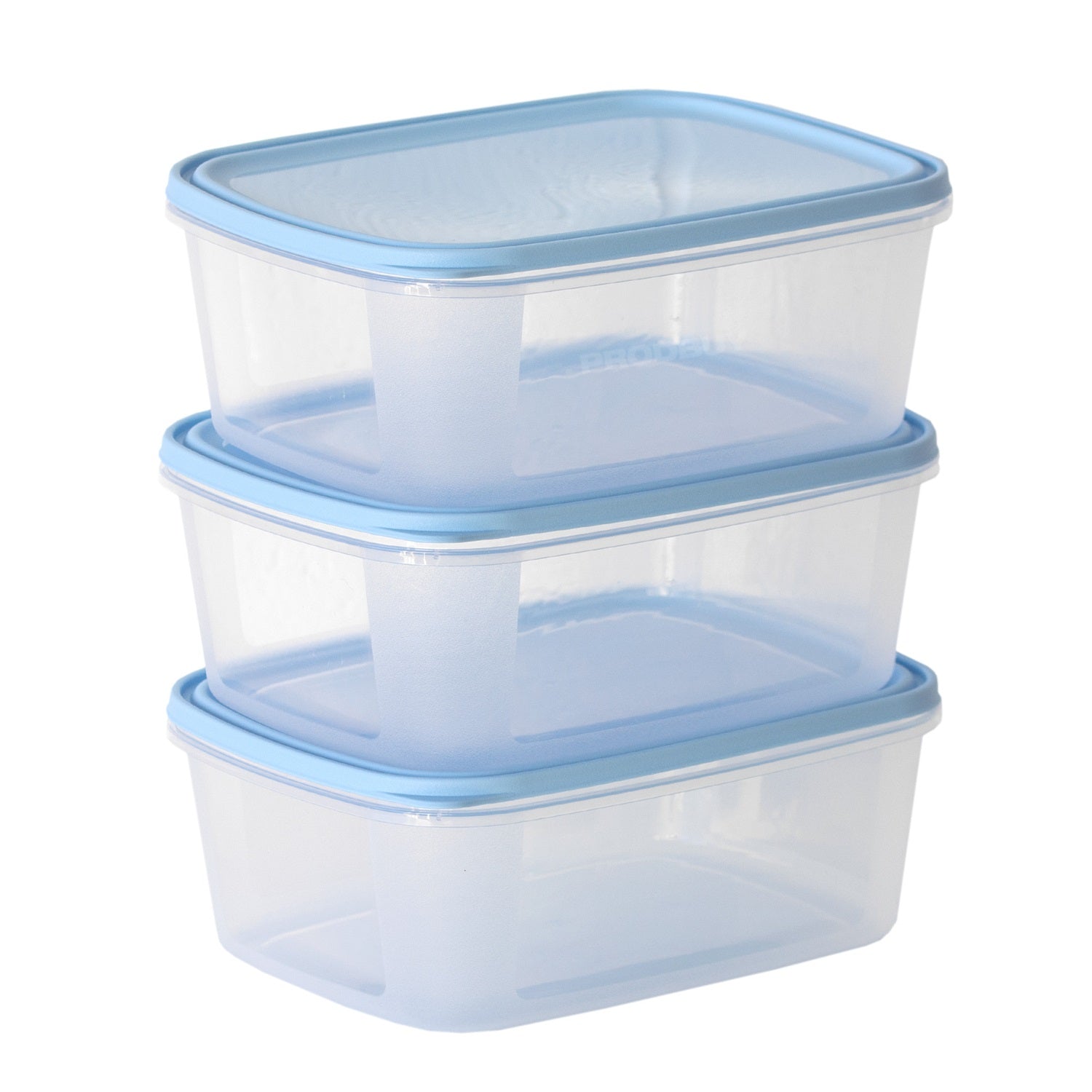 Set Of 3 Essential Blue Lid 2L Food Containers