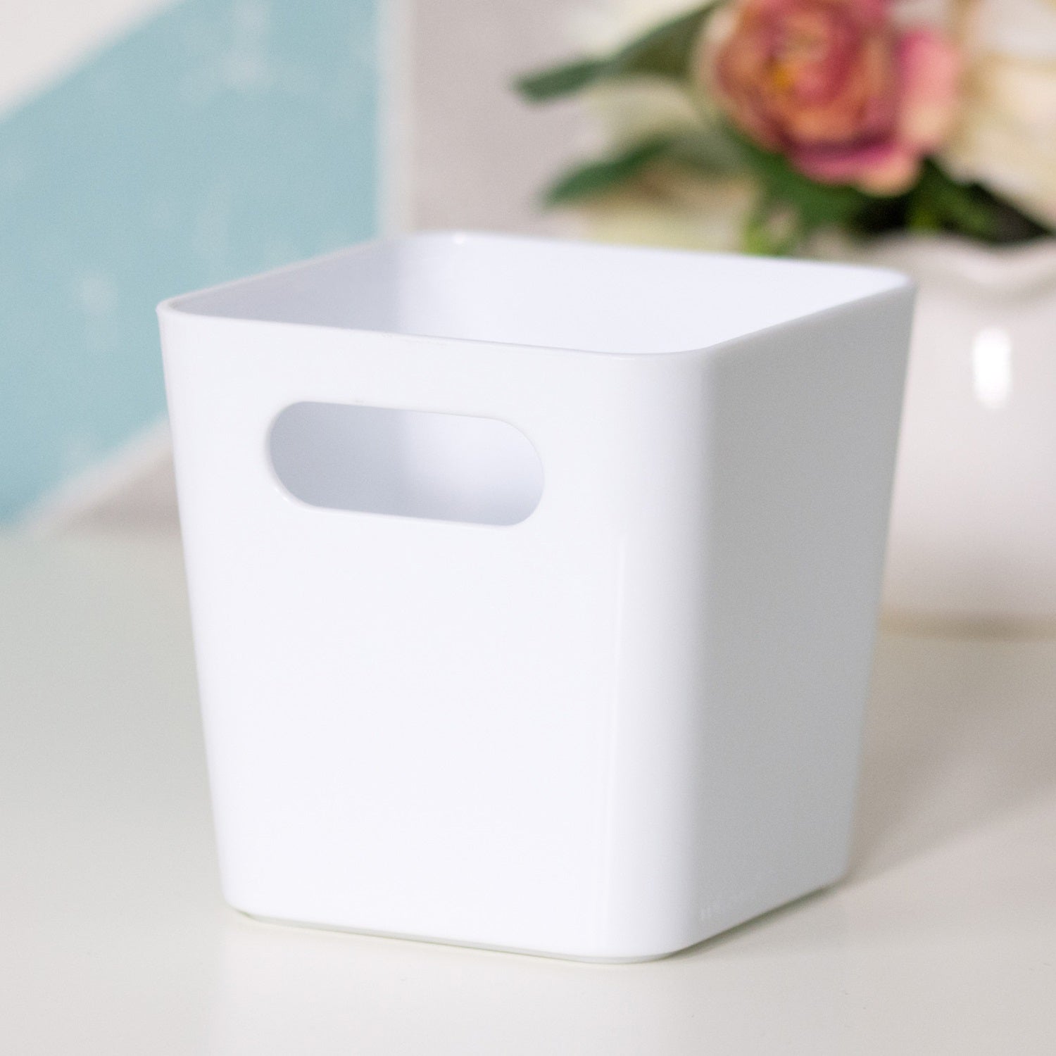 Set Of 5 White Square 10cm Studio Baskets