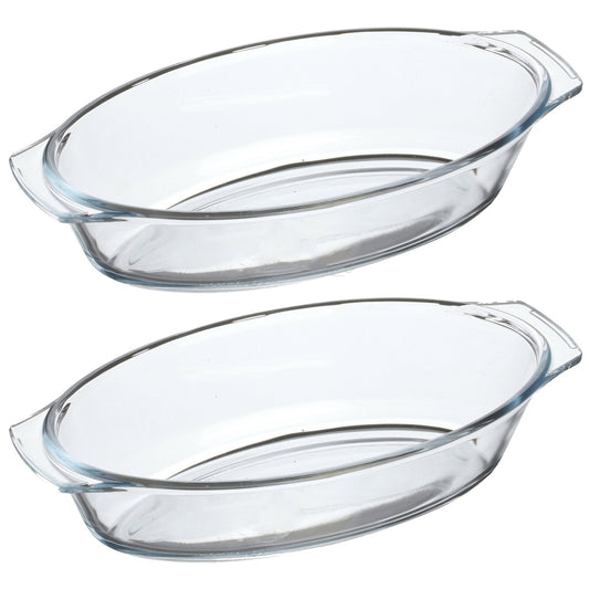 2 x 700ml Oval Glass Baking Dishes