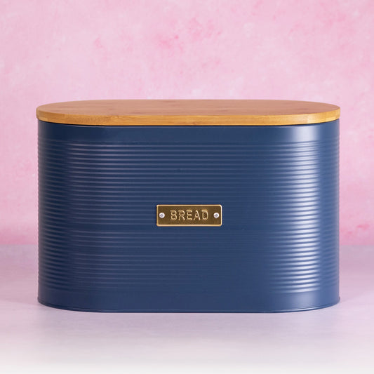 Navy Blue Ribbed Bread Bin