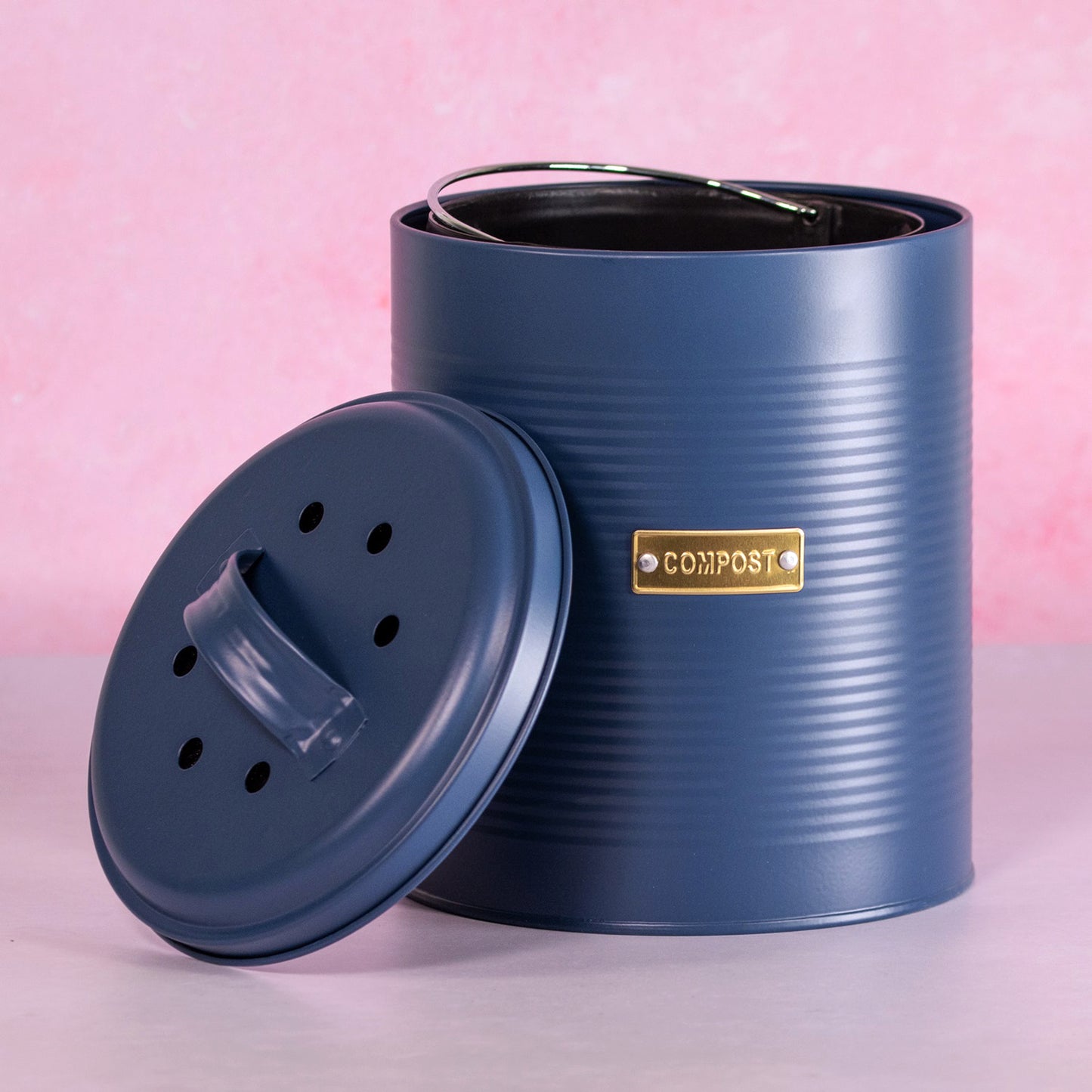 Navy Blue Ribbed Compost Bin