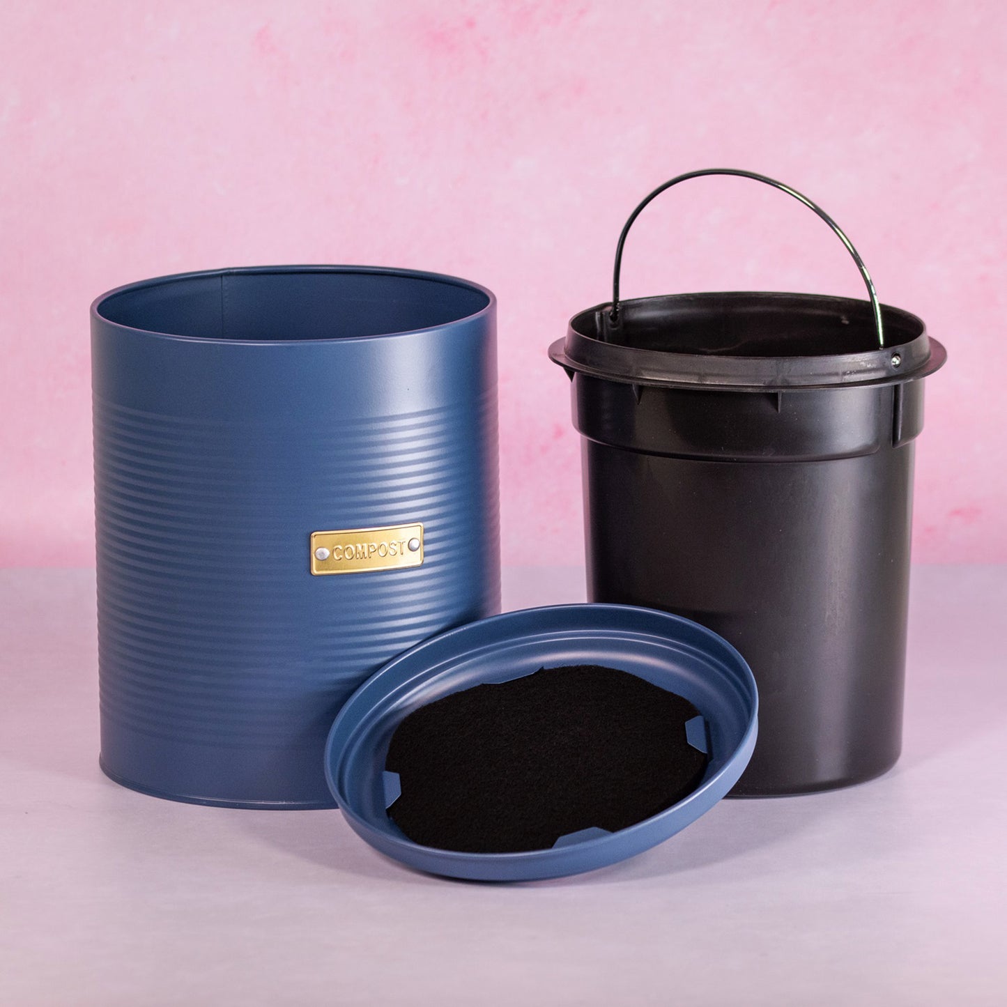 Navy Blue Ribbed Compost Bin