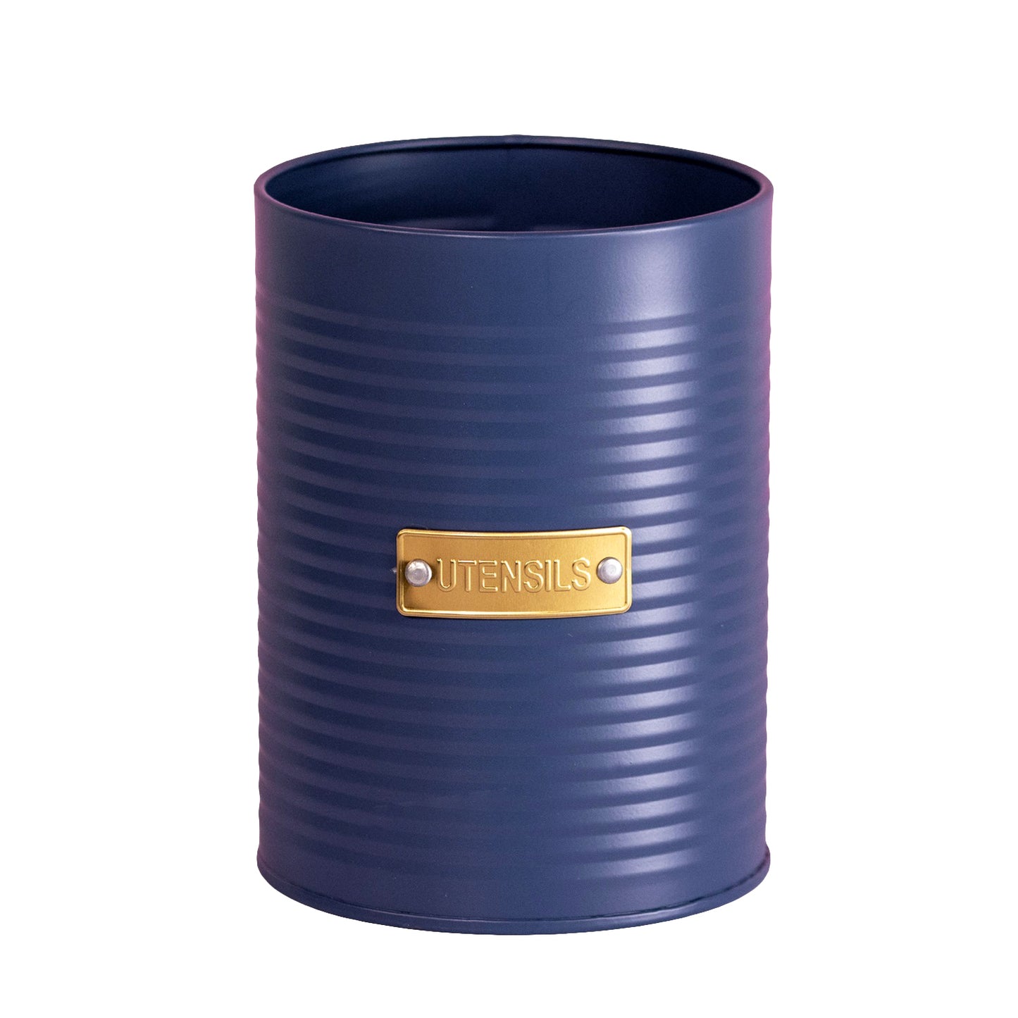 Navy Blue Ribbed Utensils Pot