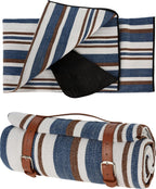 Blue And Brown Striped Picnic Blanket