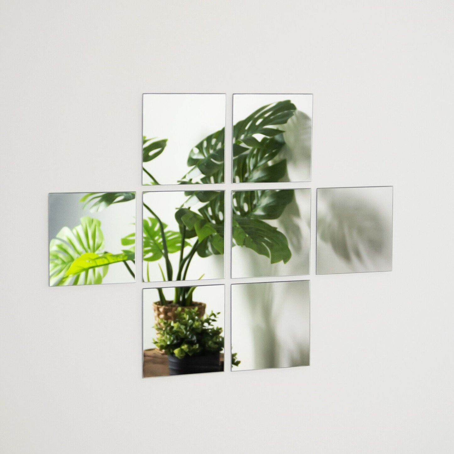 Pack of 8 Plain Mirror Tiles 15x15cm