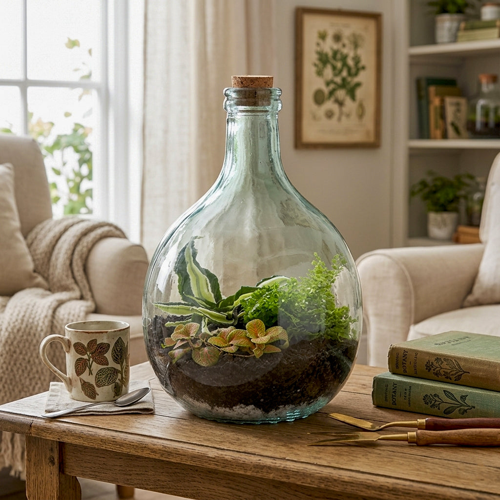 Glass Terrarium Belly Bottle Set With Tools