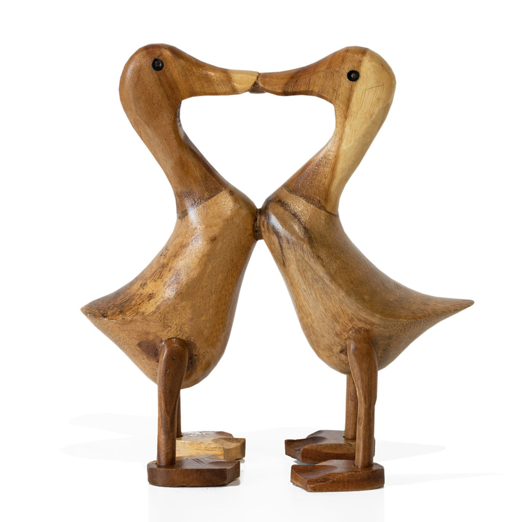 Wooden Kissing Ducks Ornament