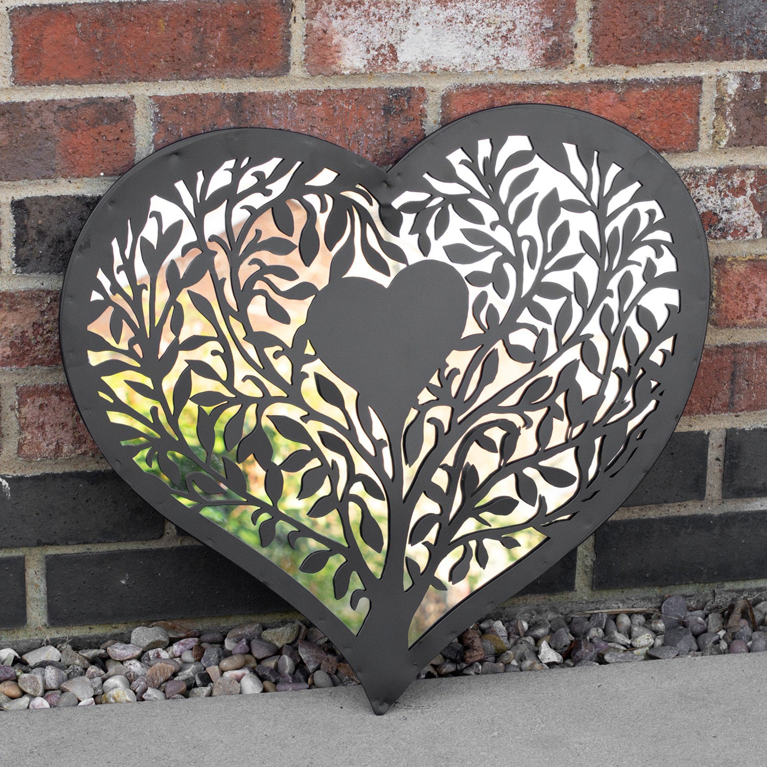 Love Heart Silhouette Garden Mirror