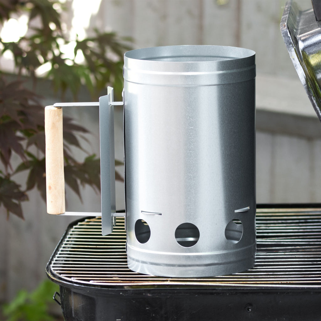 Steel Charcoal Starter With Wooden Handle