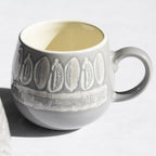 Set Of 4 Grey Embossed Patterned Mugs