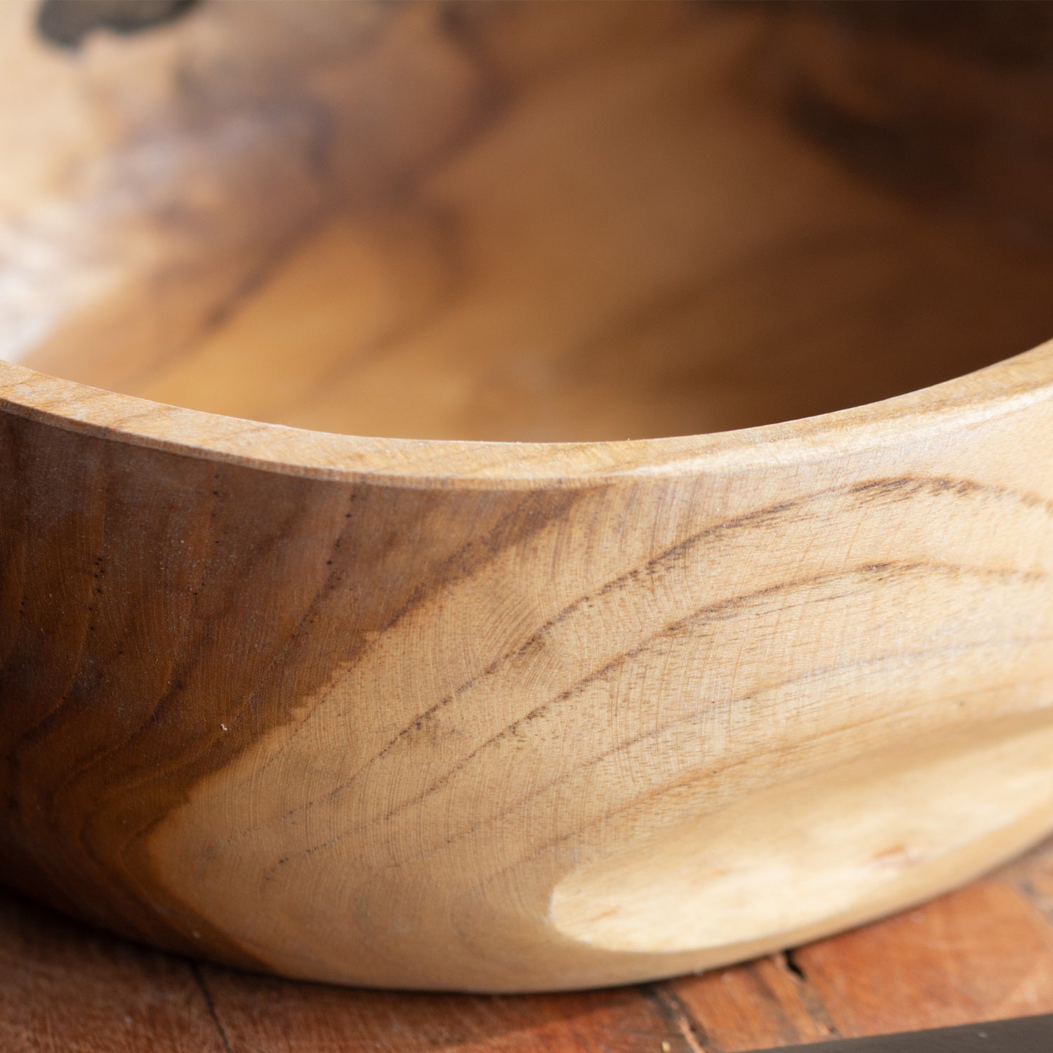 Runde tiefe Tischschale aus Teakholzwurzelholz, 19 cm, Ausverkauf