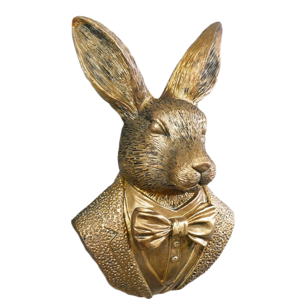 Gold Dapper Rabbit Bust Wall Decor