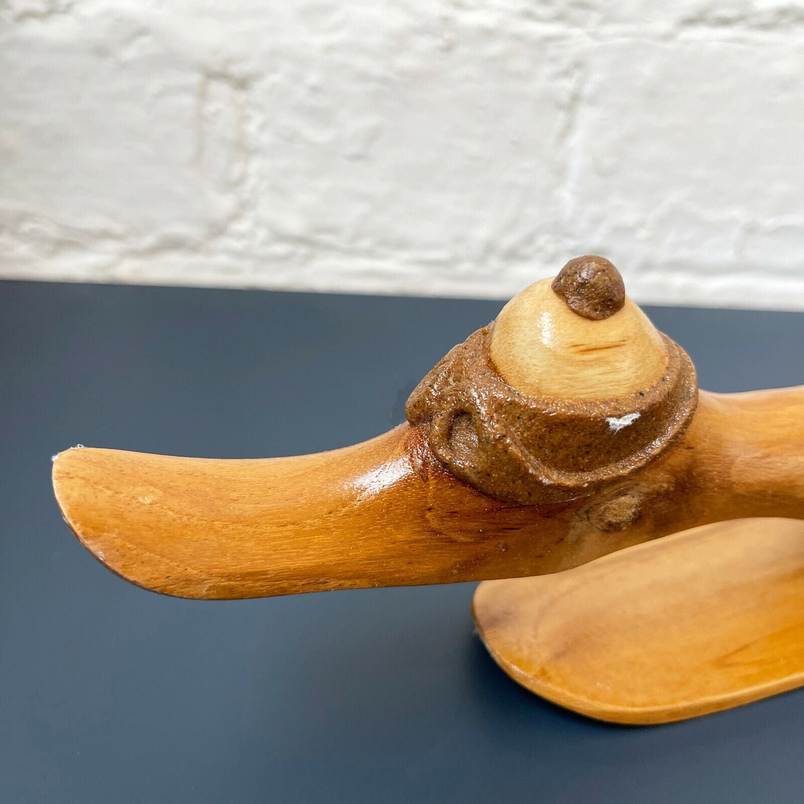 Wood Snowboarding Duck Ornament