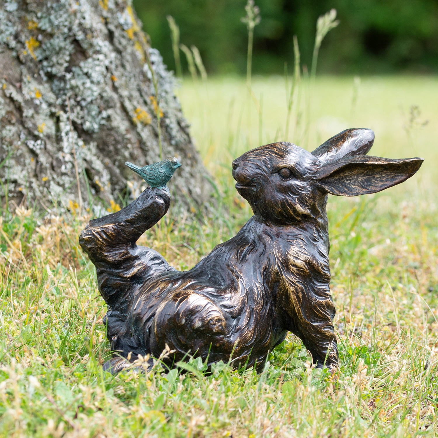 Range Rabbit Ornament Darthome Bronze Rabbit And Bird Ornament 23x18x12.5cm