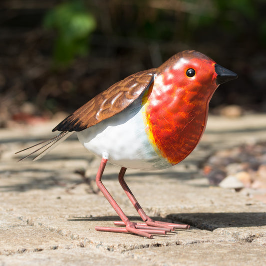 Small 16cm Metal Robin Garden Bird Ornament