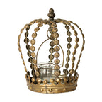 Teelichthalter mit Krone aus Golddraht und Metall, 23 cm