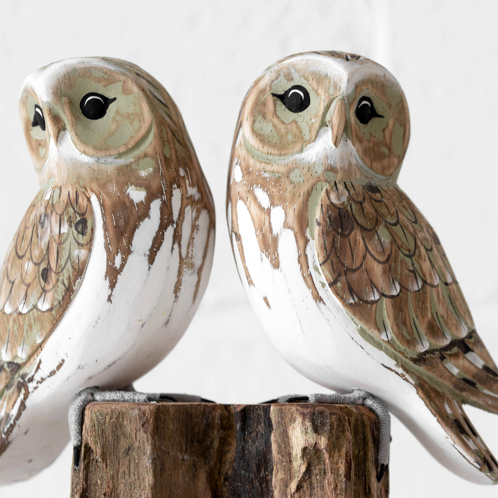 Barn Owl Pair On Root Perch Ornament