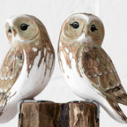 Barn Owl Pair On Root Perch Ornament