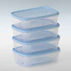 Set Of 4 Essential Blue Lid 1L Food Containers