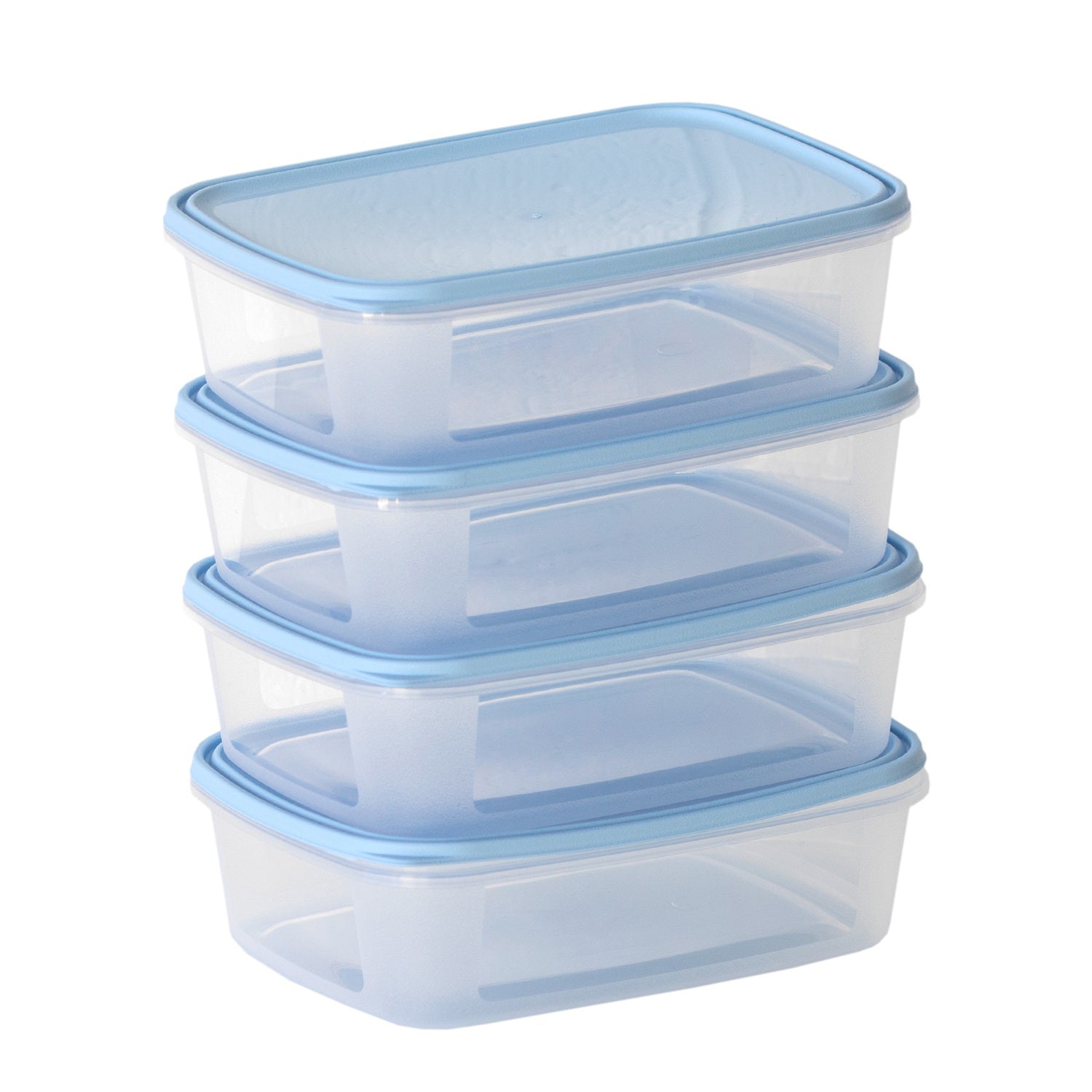 Set Of 4 Essential Blue Lid 1L Food Containers