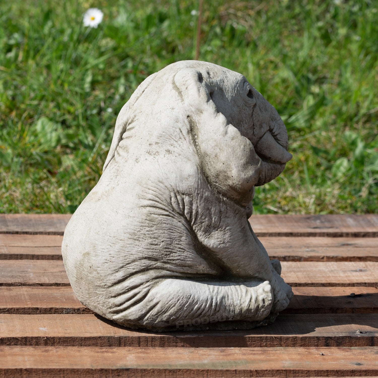Heavy Stone Trunk Down Elephant Sculpture