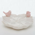 Vogelhäuschen aus Keramik in Weiß und Rosa