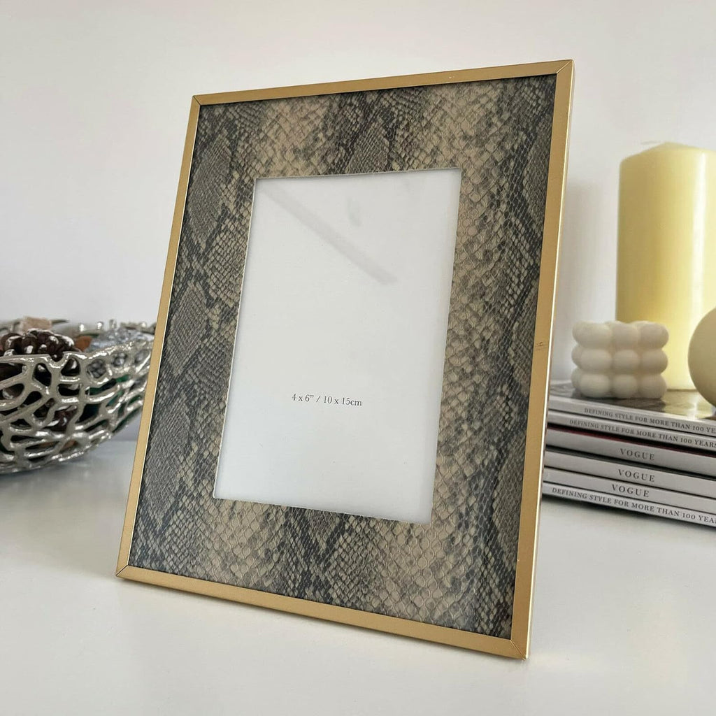 4x6" Faux Gold Snakeskin Photo Frame