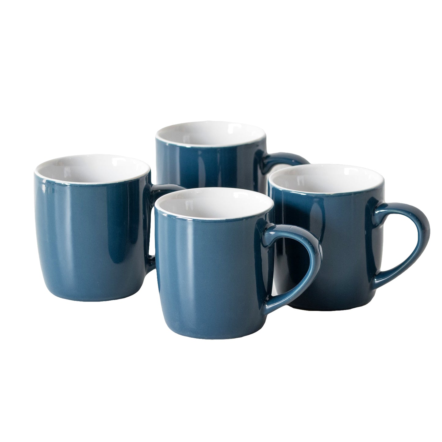 Set Of 4 Accent Teal Mugs