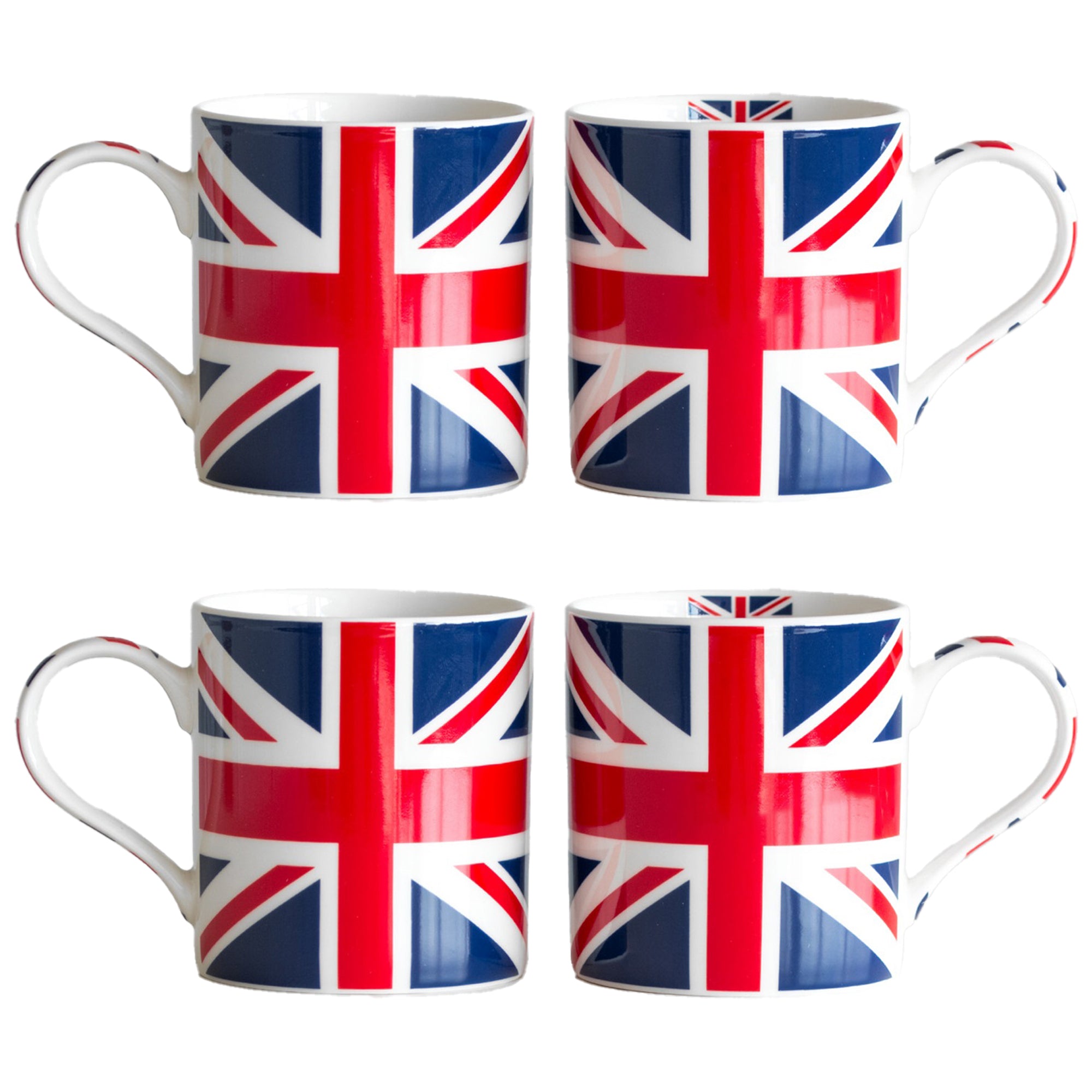 Set Of 4 Union Jack Flag Mugs