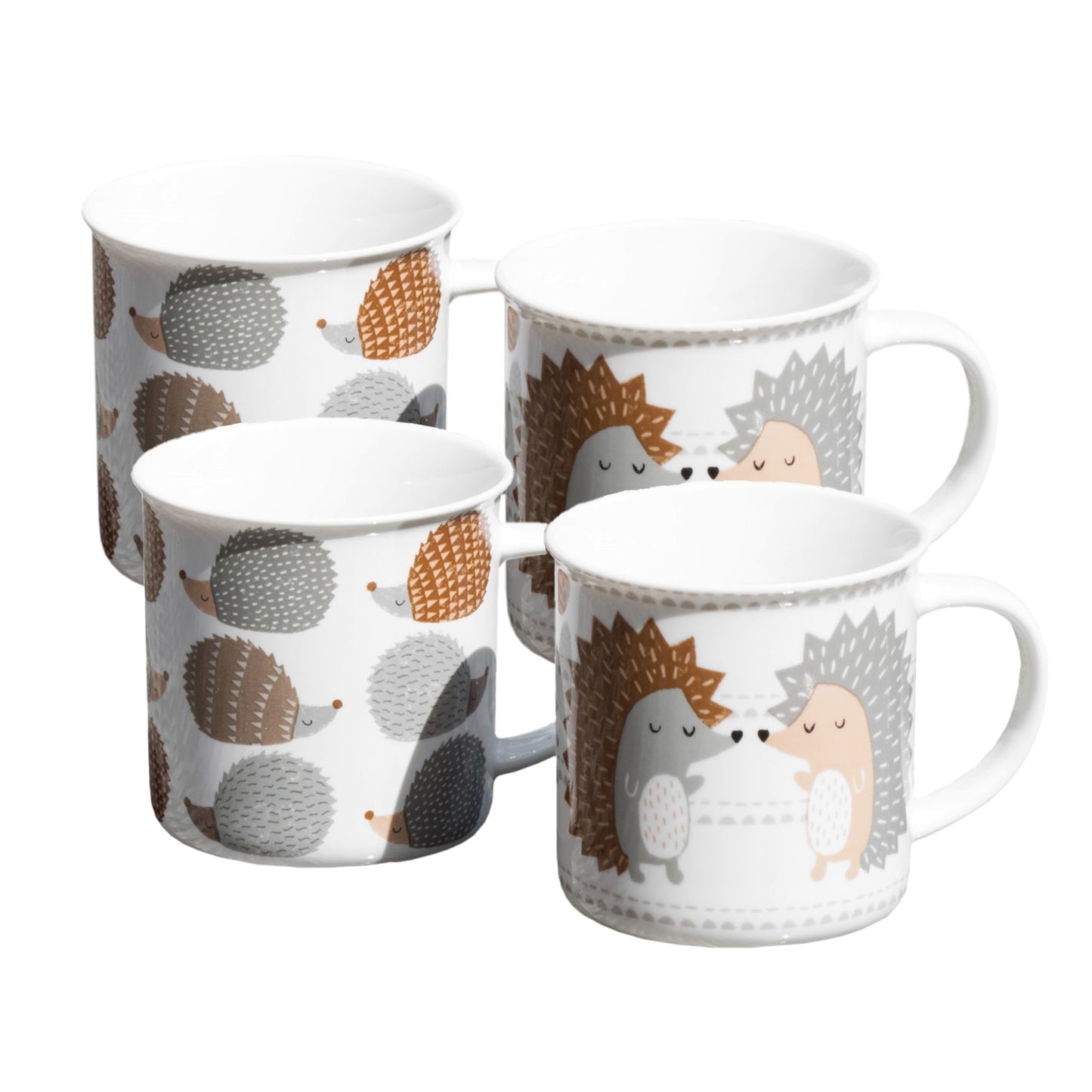 Set Of 4 Hedgehog Fina China Mugs