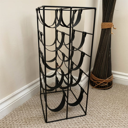 10 Bottle Faux Leather Wine Rack