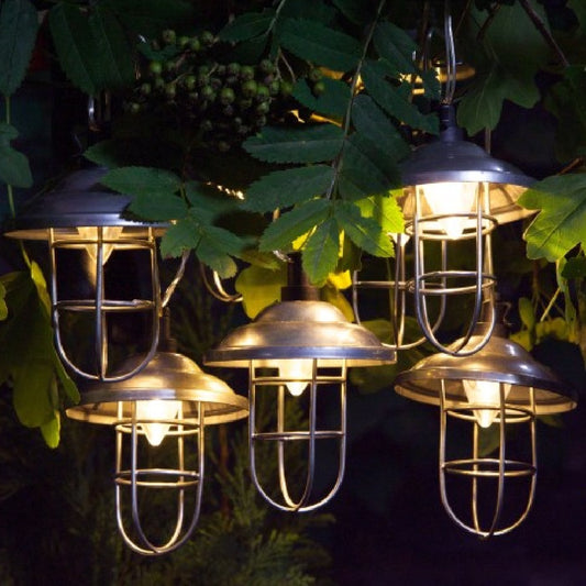 10 Galvanised Silver Lantern String Lights