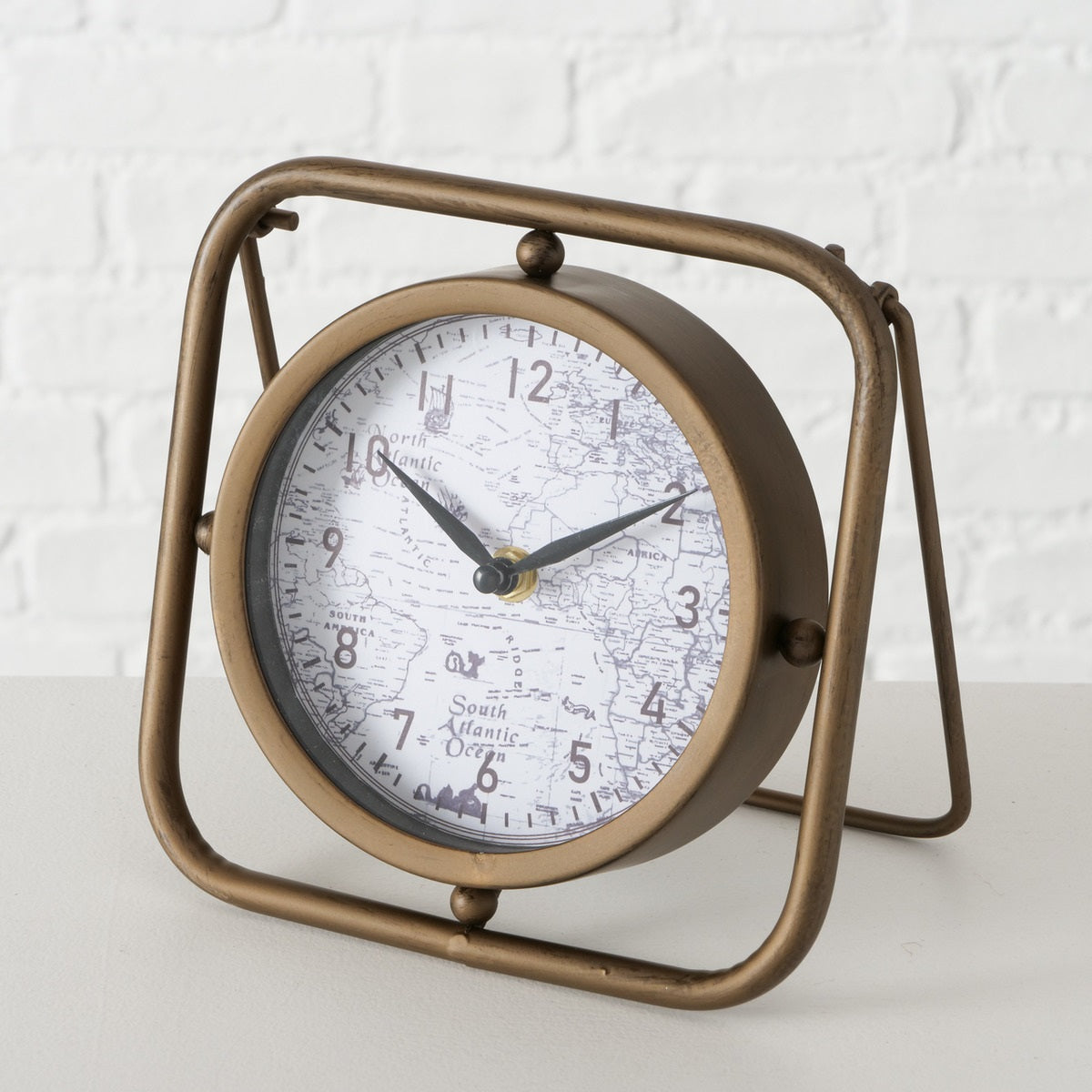 Industrial World Map Table Clock